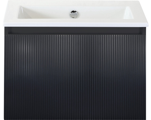 Lavabo avec meuble bas Sanox FROZEN 3D lxhxp 61x42x46 cm couleur de façade noir mat 75739932