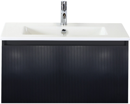 Lavabo avec meuble bas Sanox FROZEN 3D lxhxp 81x42x46 cm couleur de façade noir mat 75740032