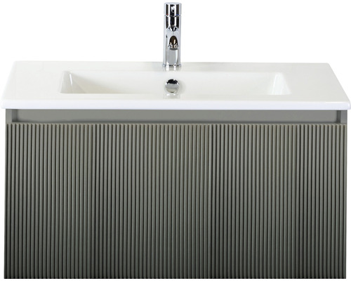 Lavabo avec meuble bas Sanox FROZEN 3D lxhxp 81x42x46 cm couleur de façade pétrole 75740061