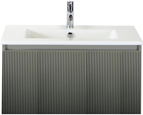 Ensemble de meubles de salle de bains Sanox Frozen 3D lxhxp 81 x 42 x 46 cm couleur de façade pétrole 2 pièces avec lavabo en céramique