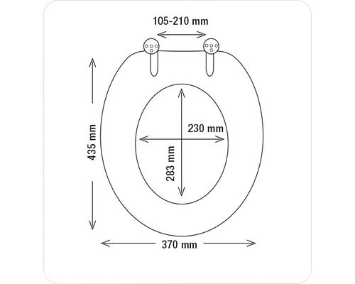 Schéma technique d''un siège de WC avec dimensions