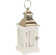 Lanterne décorative en bois et métal avec inserts en verre