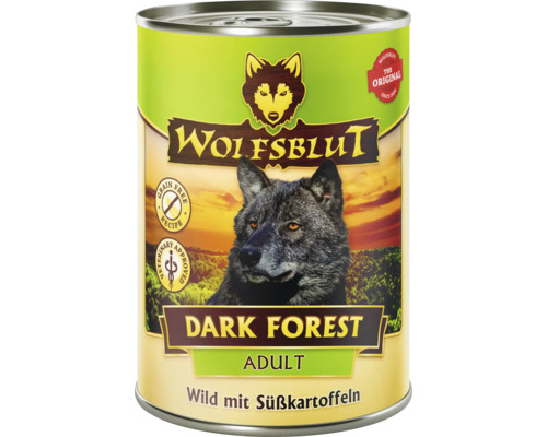 Hundefutter nass WOLFSBLUT Dark Forest Adult , Wild mit Süsskartoffel mit wertvollen Superfoods, getreidefrei, Glutenfrei 395 g