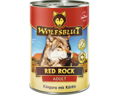 Pâtée pour chien WOLFSBLUT Red Rock Adult, kangourou avec potimarron avec des supers aliments précieux, sans céréales, sans gluten 395 g