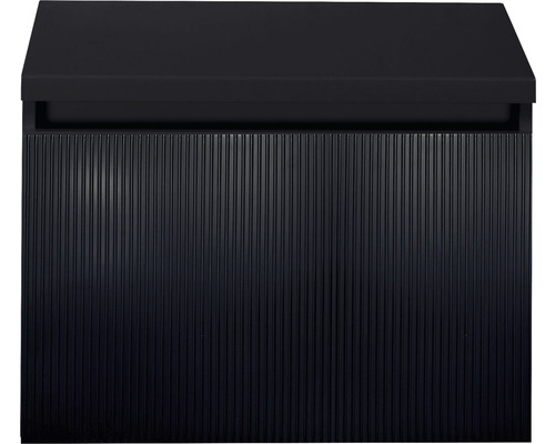 Waschtischunterschrank Sanox Frozen 3D BxHxT 60 x 43 cm x 45 cm Frontfarbe schwarz matt mit Waschtischplatte