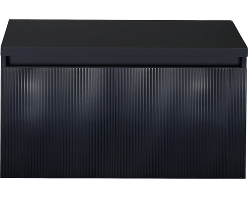 Waschtischunterschrank Sanox Frozen 3D BxHxT 80 x 43 cm x 45 cm Frontfarbe schwarz matt mit Waschtischplatte Waschtischunterschrank Sanox Frozen 3D BxHxT 80 x 43 cm x 45 cm Frontfarbe schwarz matt mit Waschtischplatte