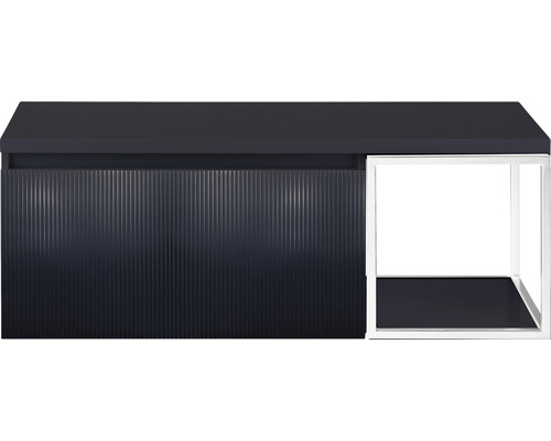 Waschtischunterschrank Sanox Frozen 3D BxHxT 120 x 43 cm x 45 cm Frontfarbe schwarz matt mit Waschtischplatte und Seitenregal weiss matt Waschtischunterschrank Sanox Frozen 3D BxHxT 120 x 43 cm x 45 cm Frontfarbe schwarz matt mit Waschtischplatte und Seitenregal weiss matt