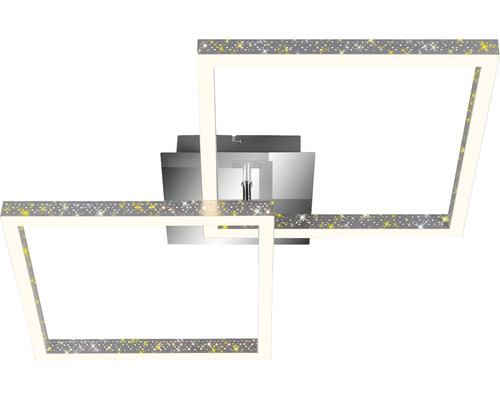 LED Deckenleuchte Kunststoff 2 x 9 W 1100 lm Ø 520 mm Aluminium Chrom dimmbar Deckenleuchte mit zwei rechteckigen Rahmen und sternförmigen Verzierungen