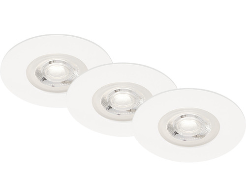 Éclairage LED à encastrer en plastique 3 x 4.9 W 480 lm Ø 90 mm blanc à intensité lumineuse variable Trois spots encastrables ronds pour l''intérieur