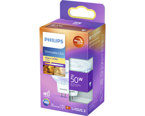 Philips LED-Lampe, dimmbar, warmweiss, 50 Watt, GU5.3