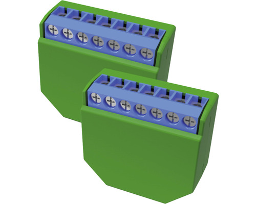 Deux bornes de distribution d''installation vertes avec contacts à vis