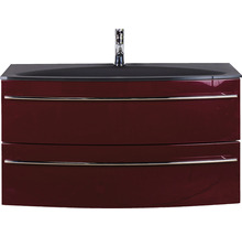 Ensemble de meubles de salle de bains Marlin 3040 couleur de façade rouge brillant 2 pièces avec lavabo en verre lxhxp 90,4 x 90 x 47,9 cm-thumb-2