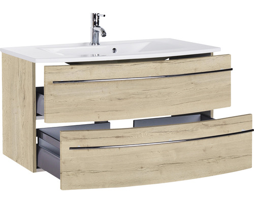 Waschtischunterschrank mit zwei Schubladen, Waschbecken und Armatur