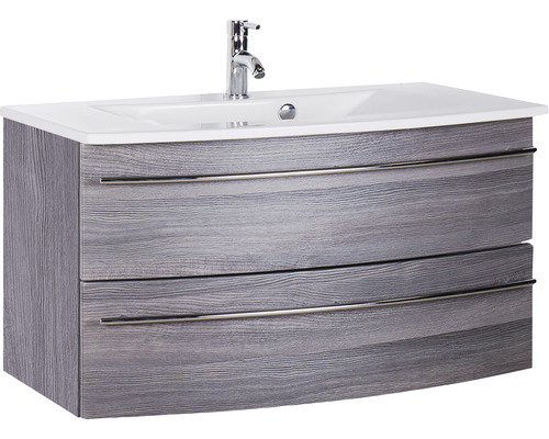 Lavabo avec meuble bas Marlin 3040 lxhxp 91x90x51 cm couleur de façade châtaignier graphite