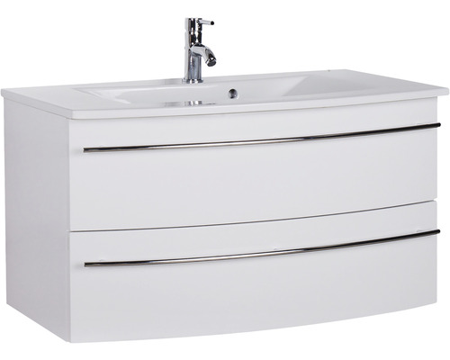 Lavabo avec meuble bas Marlin 3040 lxhxp 91x90x51 cm couleur de façade blanc brillant