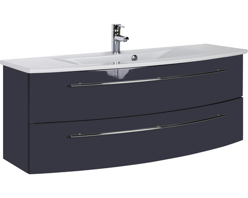 Lavabo avec meuble bas Marlin 3040 lxhxp 121x90x51 cm couleur de façade anthracite brillant