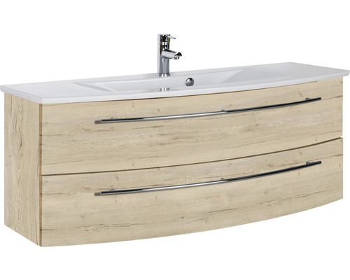 Lavabo avec meuble bas Marlin 3040 lxhxp 121x90x51 cm couleur de façade chêne structure blanc