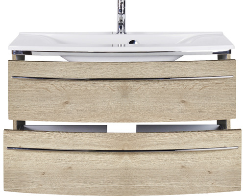 Waschtischunterschrank mit zwei Schubladen und einem Waschbecken