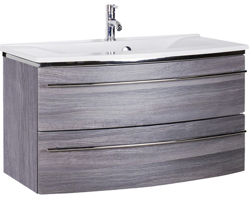 Lavabo avec meuble bas Marlin 3040 lxhxp 92.4x90x48 cm couleur de façade châtaignier graphite