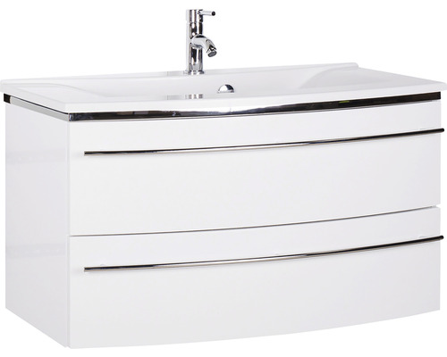 Lavabo avec meuble bas Marlin 3040 lxhxp 92.4x90x48 cm couleur de façade blanc brillant