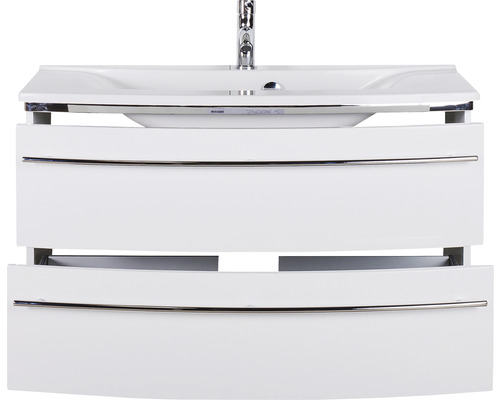 Waschtischunterschrank mit zwei Schubladen und Aufsatzwaschbecken