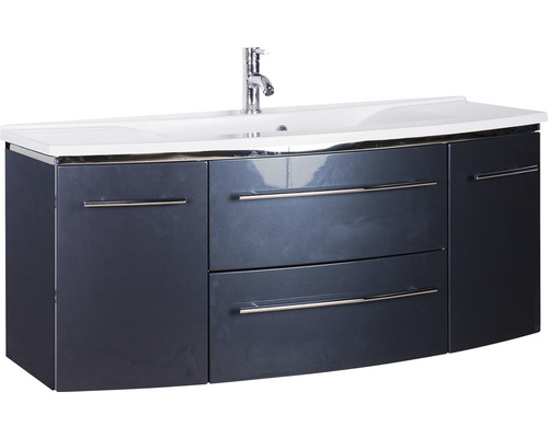 Lavabo avec meuble bas Marlin 3040 lxhxp 122x90x48 cm couleur de façade anthracite brillant