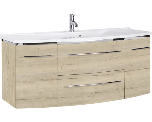 Lavabo avec meuble bas Marlin 3040 lxhxp 122x90x48 cm couleur de façade chêne structure blanc