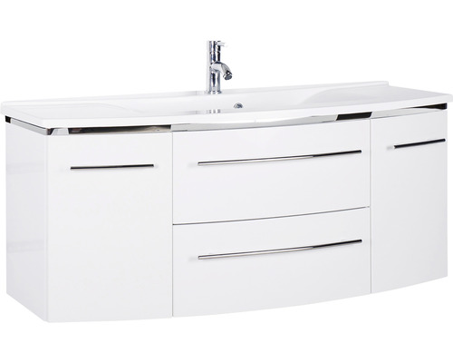 Waschbecken mit Unterschrank Marlin 3040 BxHxT 122x90x48 cm Frontfarbe weiss glänzend