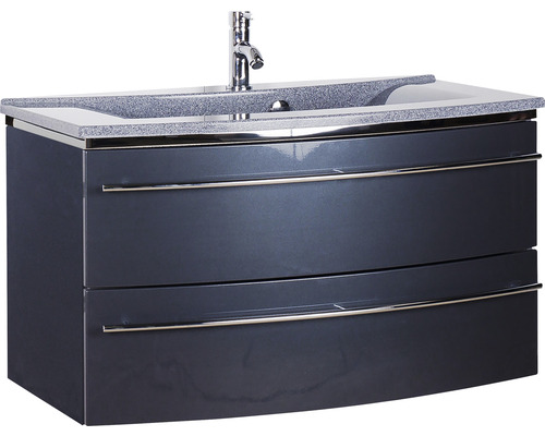 Lavabo avec meuble bas Marlin 3040 lxhxp 92.4x90x48 cm couleur de façade anthracite brillant