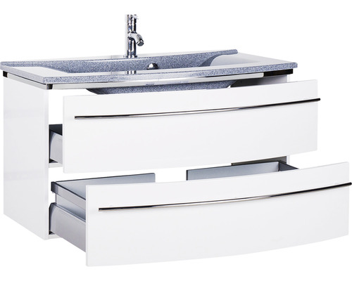 Waschtischunterschrank mit Waschbecken und zwei Schubladen