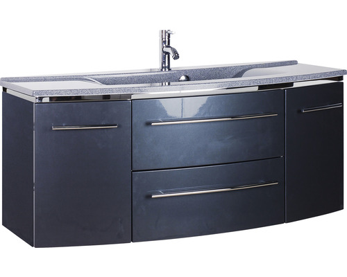 Lavabo avec meuble bas Marlin 3040 lxhxp 122x90x48 cm couleur de façade anthracite brillant