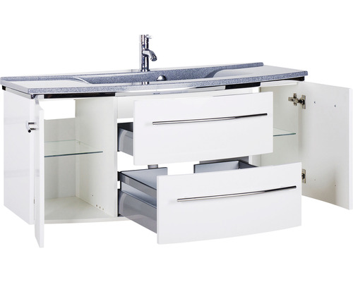 Waschbeckenunterschrank mit Waschbecken, zwei Schubladen und zwei Schranktüren