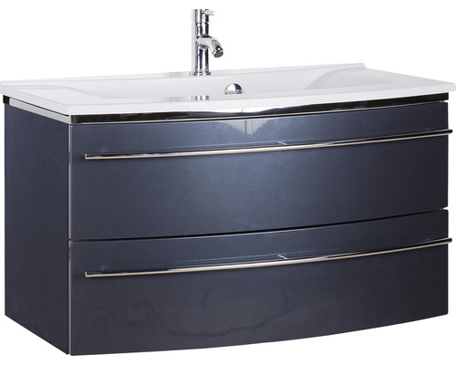 Lavabo avec meuble bas Marlin 3040 lxhxp 92.4x90x48 cm couleur de façade anthracite brillant