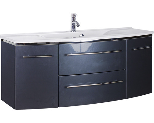 Lavabo avec meuble bas Marlin 3040 lxhxp 122x90x48 cm couleur de façade anthracite brillant