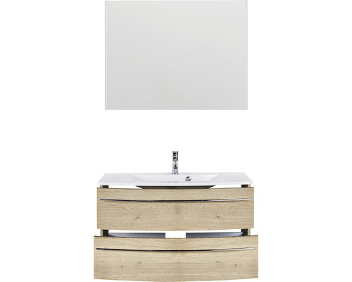 Ensemble de salle de bains avec meuble sous-vasque, lavabo et miroir