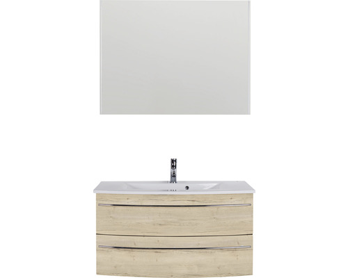 Ensemble de meubles de salle de bains avec meuble sous-lavabo, lavabo et miroir pour la salle de bains