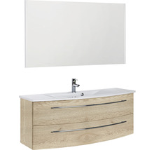 Meuble-lavabo avec deux tiroirs, vasque à poser et miroir