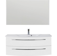 Meuble-lavabo avec deux tiroirs, lavabo, robinetterie et miroir pour la salle de bain