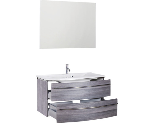 Meuble-lavabo avec deux tiroirs et miroir pour la salle de bain