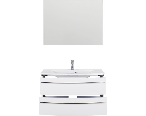 Waschtisch mit Waschbecken und Spiegel für das Badezimmer