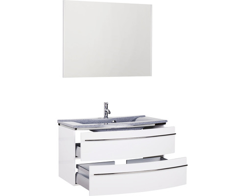 Ensemble de meubles de salle de bains avec meuble sous-lavabo, lavabo et miroir