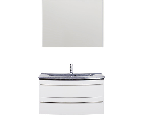 Ensemble de salle de bains avec miroir et meuble sous-lavabo