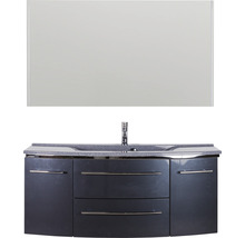 Badezimmermöbelset mit Waschtischunterschrank, Waschtischplatte und Spiegel für ein modernes Badezimmerdesign