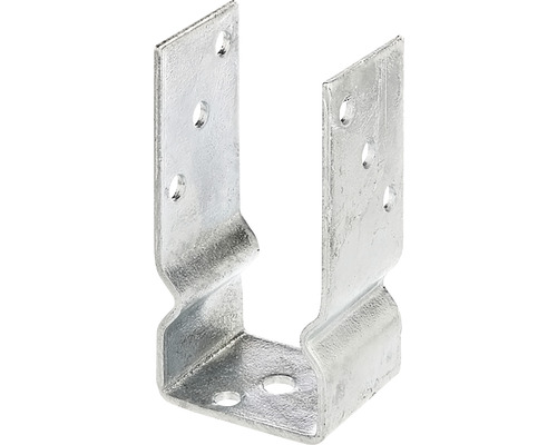 U-Pfostenträger z. Aufschrauben 71 x 150 mm, feuerverzinkt, 1 Stück Pfostenträger aus Metall mit Löchern für Schrauben