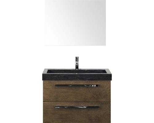 Ensemble de meuble-lavabo avec miroir, lavabo, meuble bas et deux tiroirs