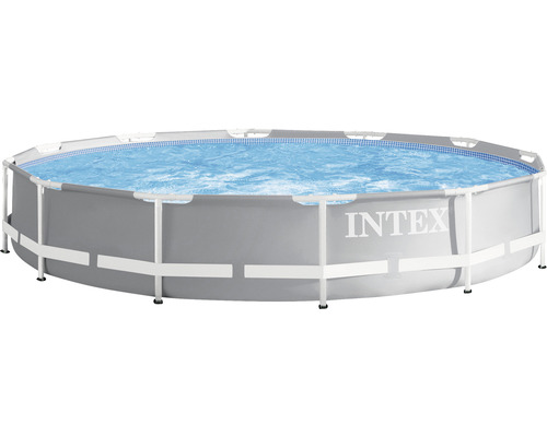 Ensemble de piscine hors sol piscine tubulaire Intex ronde Ø 366x76 cm y compris épurateur à cartouche gris