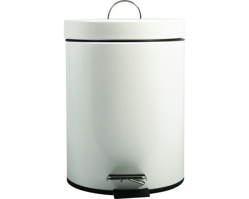 Poubelle à pédale MSV en acier inoxydable blanc 27.7 mm x 20.5 mm 5 l 100160 Poubelle à pédale en métal avec couvercle et pédale