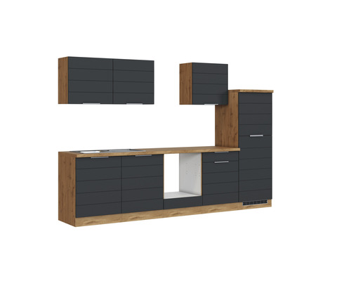 Komplette Küchenzeile mit Unter- und Oberschränken sowie Arbeitsplatte