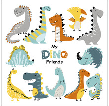 Illustration de différents dinosaures avec le texte Mes amis dinos