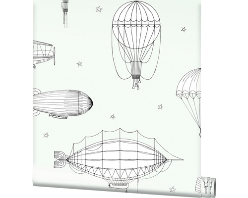 Rouleau de papier peint avec dirigeables et étoiles